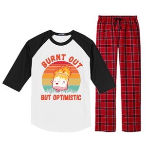 Burnt Out But Optimistic Funny Marshmallow Raglan Sleeve Pajama Set