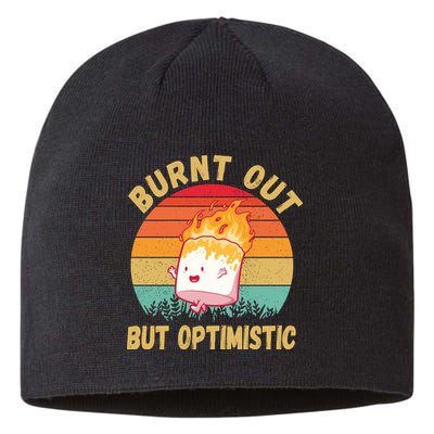 Burnt Out But Optimistic Funny Marshmallow Sustainable Beanie