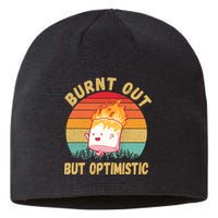 Burnt Out But Optimistic Funny Marshmallow Sustainable Beanie
