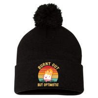 Burnt Out But Optimistic Funny Marshmallow Pom Pom 12in Knit Beanie