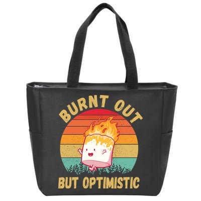 Burnt Out But Optimistic Funny Marshmallow Zip Tote Bag