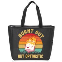 Burnt Out But Optimistic Funny Marshmallow Zip Tote Bag