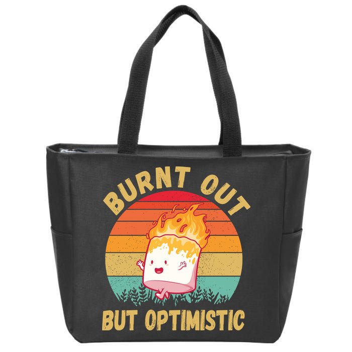 Burnt Out But Optimistic Funny Marshmallow Zip Tote Bag