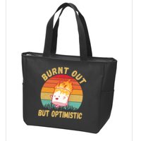 Burnt Out But Optimistic Funny Marshmallow Zip Tote Bag