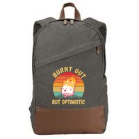 Burnt Out But Optimistic Funny Marshmallow Cotton Canvas Backpack