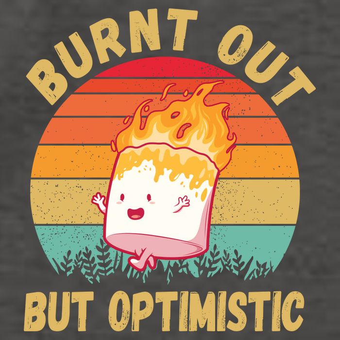 Burnt Out But Optimistic Funny Marshmallow Vector Backpack