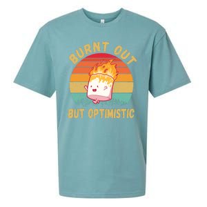 Burnt Out But Optimistic Funny Marshmallow Sueded Cloud Jersey T-Shirt