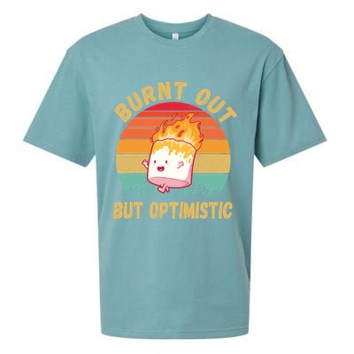 Burnt Out But Optimistic Funny Marshmallow Sueded Cloud Jersey T-Shirt