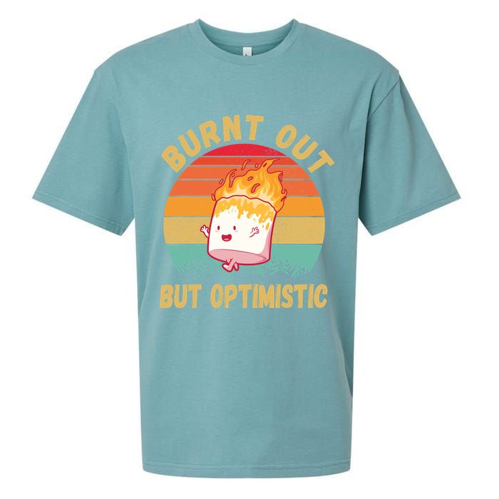 Burnt Out But Optimistic Funny Marshmallow Sueded Cloud Jersey T-Shirt