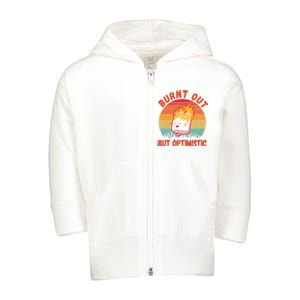 Burnt Out But Optimistic Funny Marshmallow Toddler Zip Fleece Hoodie