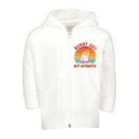 Burnt Out But Optimistic Funny Marshmallow Toddler Zip Fleece Hoodie