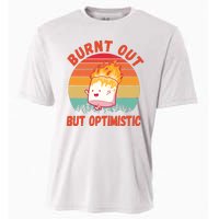 Burnt Out But Optimistic Funny Marshmallow Cooling Performance Crew T-Shirt