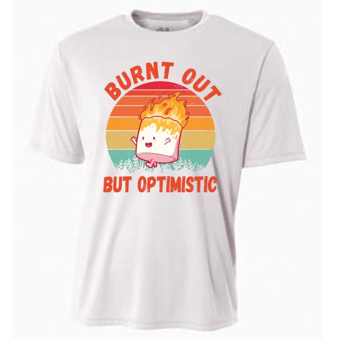 Burnt Out But Optimistic Funny Marshmallow Cooling Performance Crew T-Shirt