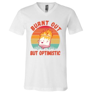 Burnt Out But Optimistic Funny Marshmallow V-Neck T-Shirt