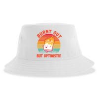 Burnt Out But Optimistic Funny Marshmallow Sustainable Bucket Hat