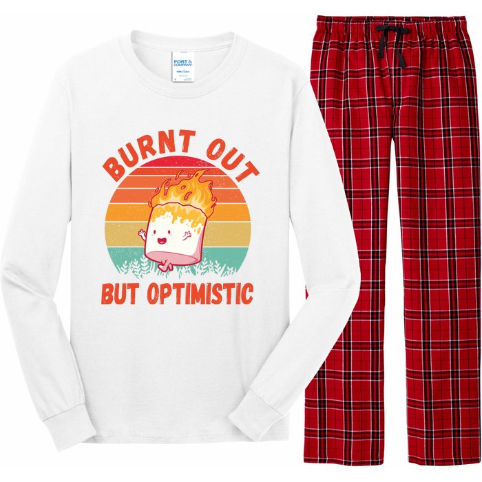 Burnt Out But Optimistic Funny Marshmallow Long Sleeve Pajama Set