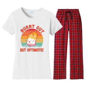 Burnt Out But Optimistic Funny Marshmallow Women's Flannel Pajama Set