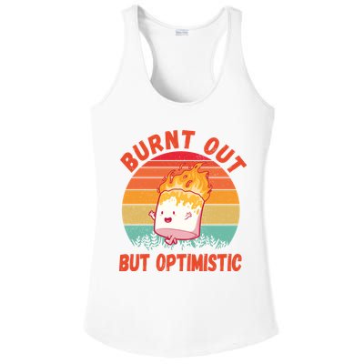 Burnt Out But Optimistic Funny Marshmallow Ladies PosiCharge Competitor Racerback Tank