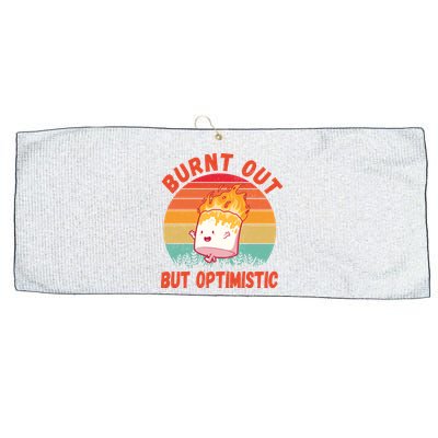 Burnt Out But Optimistic Funny Marshmallow Large Microfiber Waffle Golf Towel