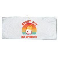 Burnt Out But Optimistic Funny Marshmallow Large Microfiber Waffle Golf Towel