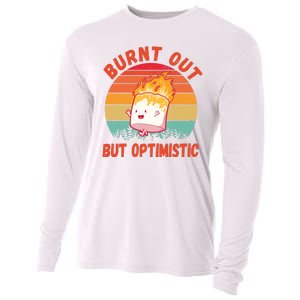 Burnt Out But Optimistic Funny Marshmallow Cooling Performance Long Sleeve Crew