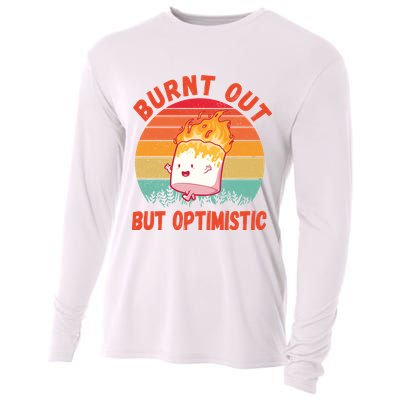 Burnt Out But Optimistic Funny Marshmallow Cooling Performance Long Sleeve Crew