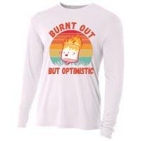 Burnt Out But Optimistic Funny Marshmallow Cooling Performance Long Sleeve Crew