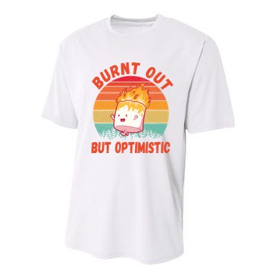 Burnt Out But Optimistic Funny Marshmallow Youth Performance Sprint T-Shirt