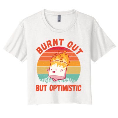Burnt Out But Optimistic Funny Marshmallow Crop Top