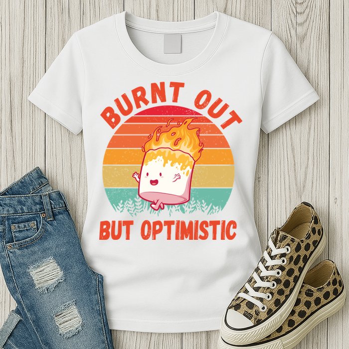 Burnt Out But Optimistic Funny Marshmallow Womens T-Shirt
