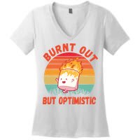 Burnt Out But Optimistic Funny Marshmallow Women's V-Neck T-Shirt
