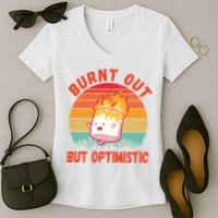 Burnt Out But Optimistic Funny Marshmallow Women's V-Neck T-Shirt