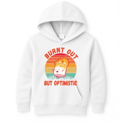 Burnt Out But Optimistic Funny Marshmallow Kids Hoodie