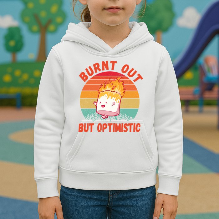 Burnt Out But Optimistic Funny Marshmallow Kids Hoodie
