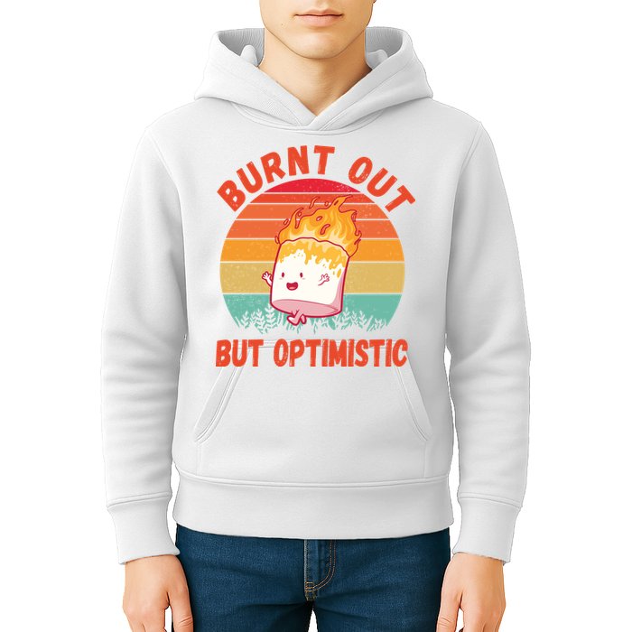 Burnt Out But Optimistic Funny Marshmallow Kids Hoodie