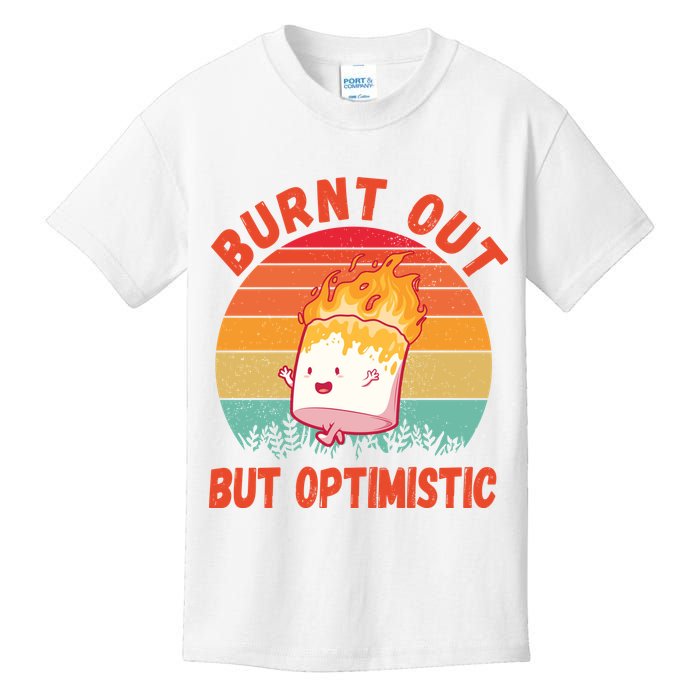 Burnt Out But Optimistic Funny Marshmallow Kids T-Shirt
