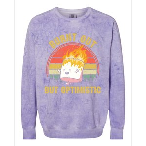 Burnt Out But Optimistic Cute Marshmallow For Camping Colorblast Crewneck Sweatshirt