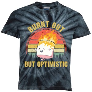 Burnt Out But Optimistic Cute Marshmallow For Camping Kids Tie-Dye T-Shirt