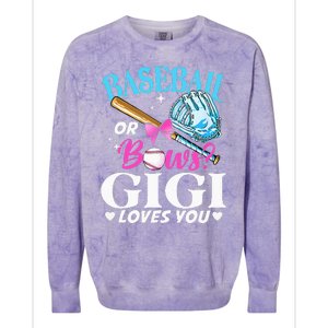 Baseball or Bows Gigi Loves You Gender Reveal Pink or Blue Colorblast Crewneck Sweatshirt