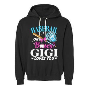 Baseball or Bows Gigi Loves You Gender Reveal Pink or Blue Garment-Dyed Fleece Hoodie