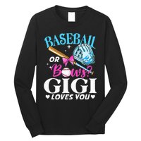 Baseball or Bows Gigi Loves You Gender Reveal Pink or Blue Long Sleeve Shirt