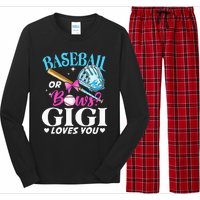 Baseball or Bows Gigi Loves You Gender Reveal Pink or Blue Long Sleeve Pajama Set