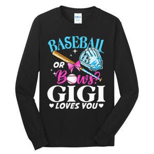 Baseball or Bows Gigi Loves You Gender Reveal Pink or Blue Tall Long Sleeve T-Shirt