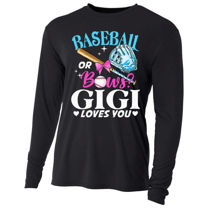 Baseball or Bows Gigi Loves You Gender Reveal Pink or Blue Cooling Performance Long Sleeve Crew