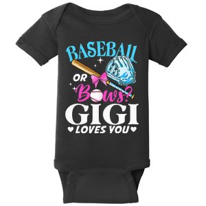 Baseball or Bows Gigi Loves You Gender Reveal Pink or Blue Baby Bodysuit