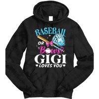 Baseball or Bows Gigi Loves You Gender Reveal Pink or Blue Tie Dye Hoodie