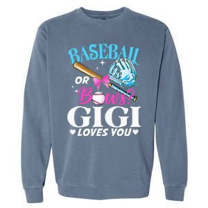 Baseball or Bows Gigi Loves You Gender Reveal Pink or Blue Garment-Dyed Sweatshirt