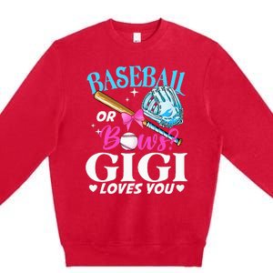 Baseball or Bows Gigi Loves You Gender Reveal Pink or Blue Premium Crewneck Sweatshirt