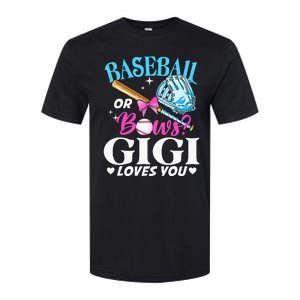 Baseball or Bows Gigi Loves You Gender Reveal Pink or Blue Softstyle CVC T-Shirt