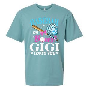 Baseball or Bows Gigi Loves You Gender Reveal Pink or Blue Sueded Cloud Jersey T-Shirt